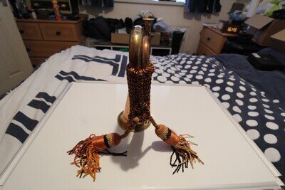 Vintage Bugle With Rope & Tassels - Brass, Copper Horn With Military Badge.