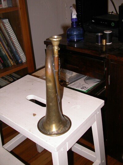 WW1 US Brass Bugle & Mouthpiece Antique