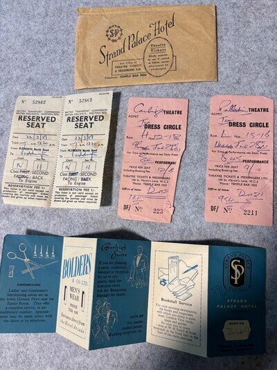 VINTAGE STRAND PALACE HOTEL & THEATRE TICKETS & TRAIN TICKETS