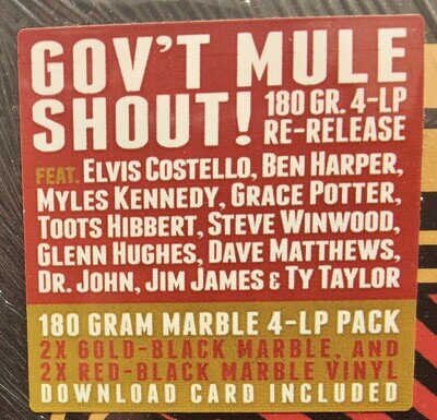 Gov't Mule SHOUT! -180g 4LP 2 Gold & Black & 2 Red & Black -Marbled Vinyl SEALED
