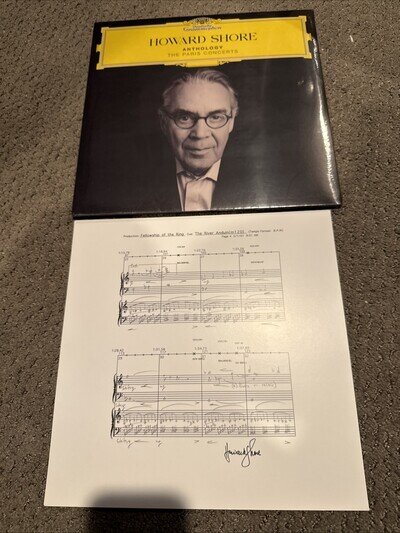 Howard shore anthology Paris concerts Vinyl LP + signed LOTR insert music Card