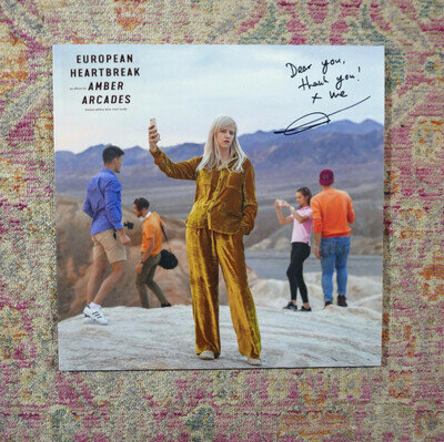 Amber Arcades European Heartbreak LP Heavenly HVNLP157C 2018 Blue Vinyl Signed