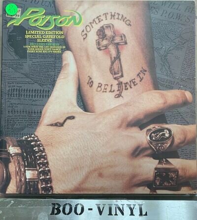 POISON Something To Believe In 12" Gatefold Sleeve, Orig 1988 Ltd Edition, Ex