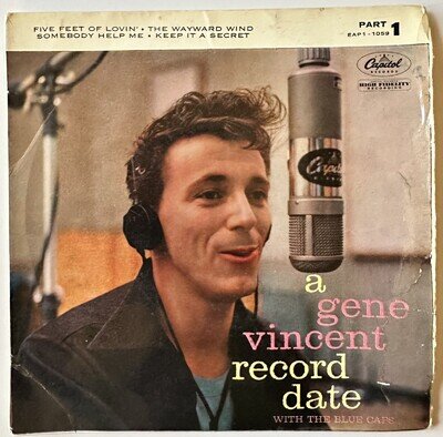 Gene Vincent w/the Blue Caps 'A Record Date Part 1' EP 1959. Capitol. EXC / VGC