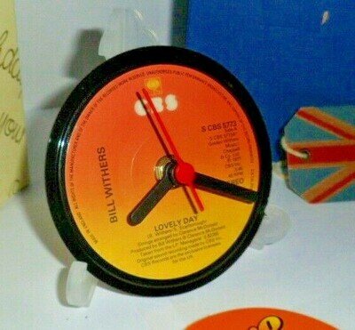 BILL WITHERS CLOCK Side Table Desk Top Upcycled Vinyl Record Hit Single Size 4"