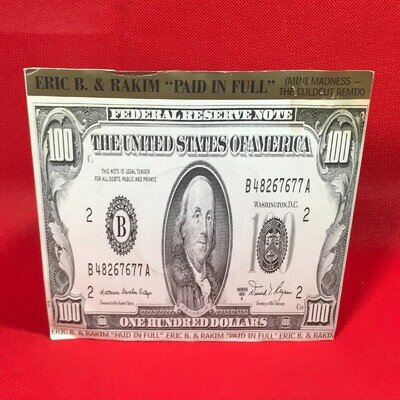 ERIC B & RAKIM Paid In Full 1987 UK 7" vinyl single record s On The Cut BRW78