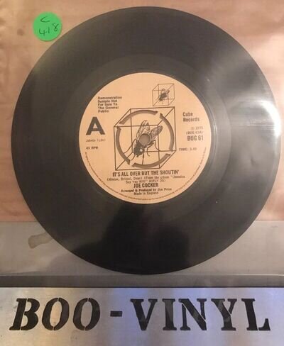 JOE COCKER - IT'S ALL OVER BUT THE SHOUTIN' 7" VINYL PROMO BUG61 Ex Con Rare