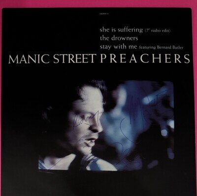 Manic Street Preachers Signed by all 4 'She Is Suffering' 10" Single With COA