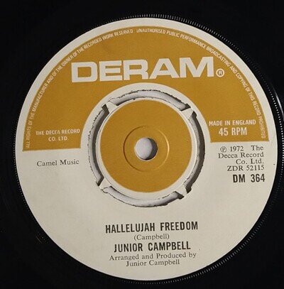 Junior Campbell Hallelujah Freedom 7" Single (1972) Deram DM 364