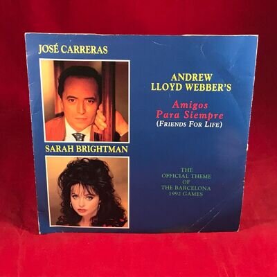 SARAH BRIGHTMAN Amigos Para Siempre 1992 UK 7" Vinyl single Barcelona game Theme