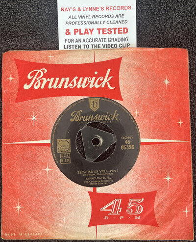 Sammy Davis Jr. – Because Of You (Part 1 & 2) 7'' Vinyl 1954 TESTED VG+ VIDEO
