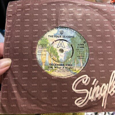 THE FOUR SEASONS - December 1963 7” Single Vinyl Record 1975 Warner Bros Vg