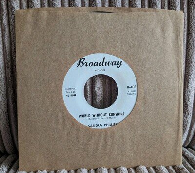 NORTHERN SOUL SANDRA PHILLIPS WORLD WITHOUT SUNSHINE 7" VINYL 45 USA 1970's DEMO