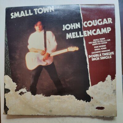John Cougar Mellencamp Small Town 12" EP (1985) Riva JCMXD 5 Sleeve is damaged