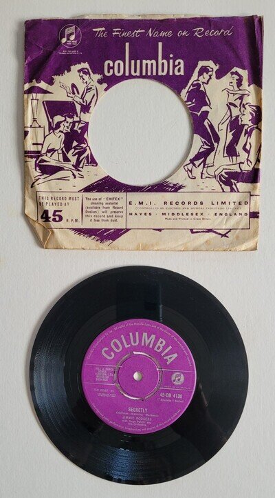 Jimmie Rodgers Secretly 7" Vinyl Single Columbia 45-DB 4130 UK 1958