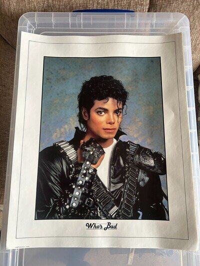 Vintage Michael Jackson Who's Bad poster - late 1980's AM productions London