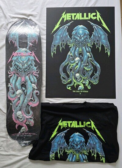 METALLICA Luke Preece The Call of Ktulu bundle. Skateboard, poster and T-Shirt