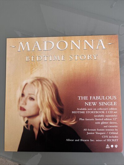 Madonna Bedtime Story Display Flat Poster 12” Rare Promo 1995 Rare