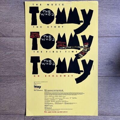 The Who’s Tommy Broadway Musical Theatre Poster/Window Card Circa 1993 RARE