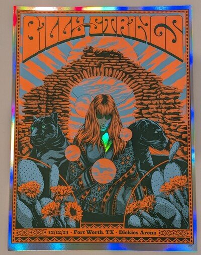 Billy Strings Ft Worth TX 12/12/24 Poster Dickies Arena Foil X/30