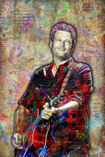 Blake Shelton Poster, Blake Shelton Country Pop Art Tribute Print Free Ship Us