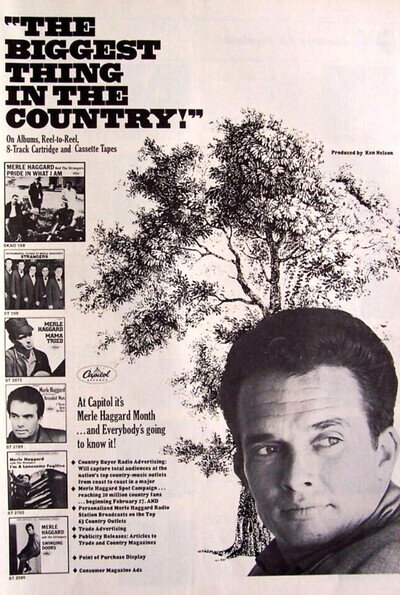 MERLE HAGGARD vintage 1969 POSTER ADVERT PRIDE IN WHAT I AM Capitol Records