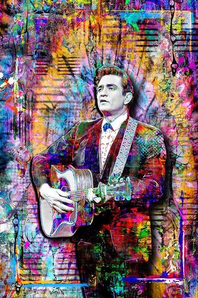 JOHNNY CASH Poster, JOHNNY CASH Classic Country Pop Art Print Free Shipping US