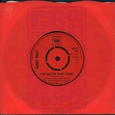 Jerry Vale I've Lost My Heart Again 7" vinyl UK Cbs 1966 4 prong label design in
