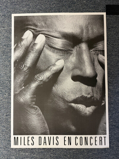 SUPER RARE 90x65cm LARGE VINTAGE FRENCH BILLBOARD POSTER - MILES DAVIS 1990'S?