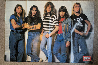 Large Vintage Raw Iron Maiden / Slayer Megadeth Poster 1980s - 89cm x 61cm
