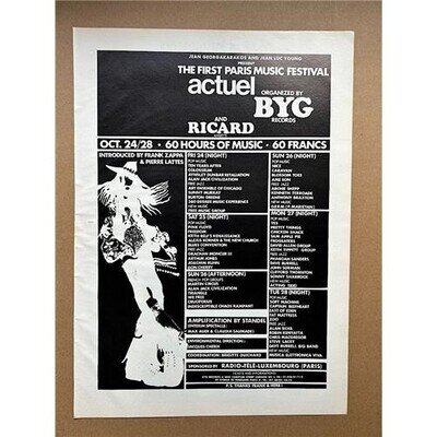 PINK FLOYD/YES/NICE FIRST PARIS MUSIC FESTIVAL 1969 POSTER SIZED original trade