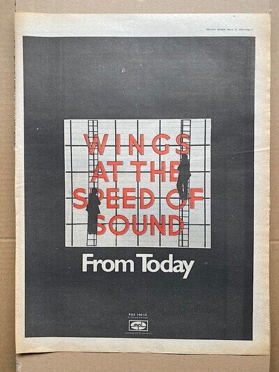 WINGS AT THE SPEED OF SOUND (B) POSTER SIZED original music press advert from 19