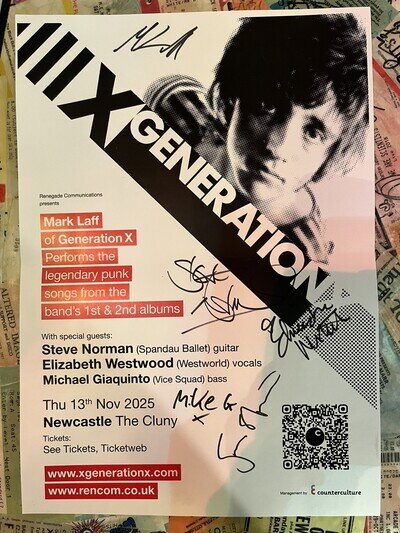GENERATION X - FULLY SIGNED GIG POSTER MARK LAFF XGENERATIONX BAND