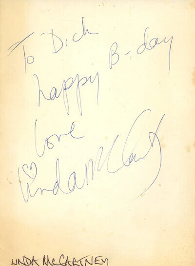 Linda McCartney 1984 Autograph