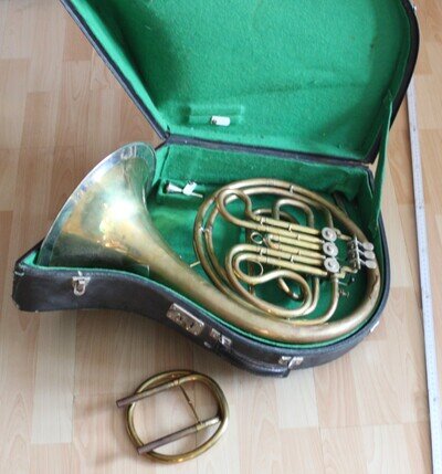 3 Valve Forest Horn Christian Reisser Ulm Old Music Tin Wind Instrument Unrest