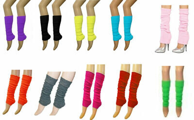 Ladies Girls Teen 80's Dance Plain Ribbed Leg Warmer PARTY DISCO 15 Colours Tutu