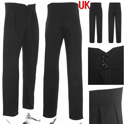 UK Men Latin Dance Pant High Waist Ballroom Trousers Latin Tango Samba Dancewear