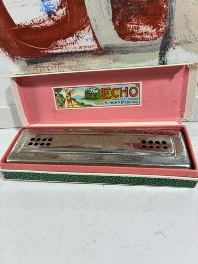 Vintage Harmonica M. Hohner Echo Harp 56/96 M 2 B/F Germany Near Mint w/Box Rare