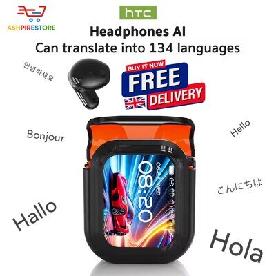 HTC NE20 Bluetooth 6.0 Earbuds AI Translator TWS LCD Touch Wireless Headphone