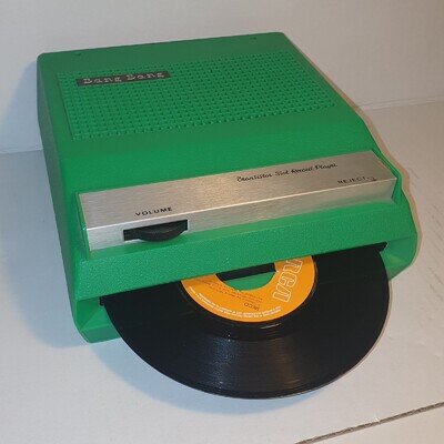 1960s RECORD PLAYER Slot In Front Loading space age Portable vintage battery op