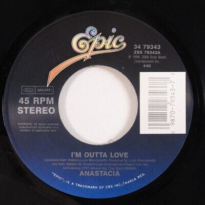R&B Hip Hop House 45 ANASTACIA I'm Outta Love EPIC with jukebox tag HEAR d