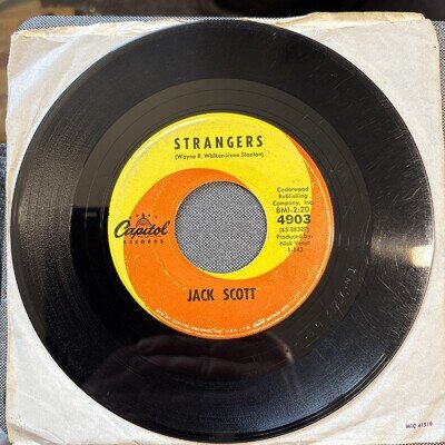 JACK SCOTT: Strangers / Laugh And The World Laughs With You, 45 RPM VG