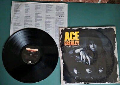ACE FREHLEY Orig 1989 1st Press TROUBLE WALKIN Vinyl LP EX/EX Original shrink