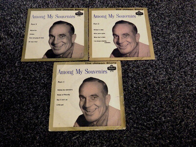 AL JOLSON "AMONG MY SOUVENIRS" (PARTS 1, 2 & 3) 3 x 7" VINYL EP JOB LOT (1957)