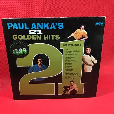 PAUL ANKA Paul Anka's 21 Golden Hits - 1980 UK vinyl LP Diana Best Of Lonely Boy