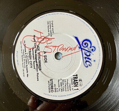 Joe Strummer/Clash Signed Trash City 7” With Full Provenance Beautiful Item