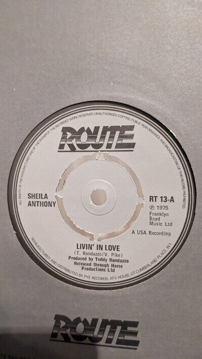 SHEILA ANTHONY LIVIN IN LOVE. ROUTE 7"