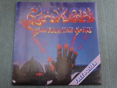 Saxon POWER AND THE GLORY 1983 UK 7" POSTER SLEEVE PLAYS MINT HEAR