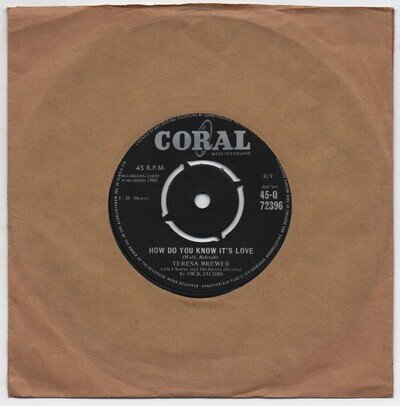 TERESA BREWER - HOW DO YOU KNOW IT'S LOVE - 7" - GD/VG 1960 - LISTEN