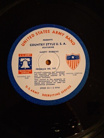 Vintage 16" Transcription Vinyl MARTY ROBBINS & RAY PRICE VG+ OG Paper Work